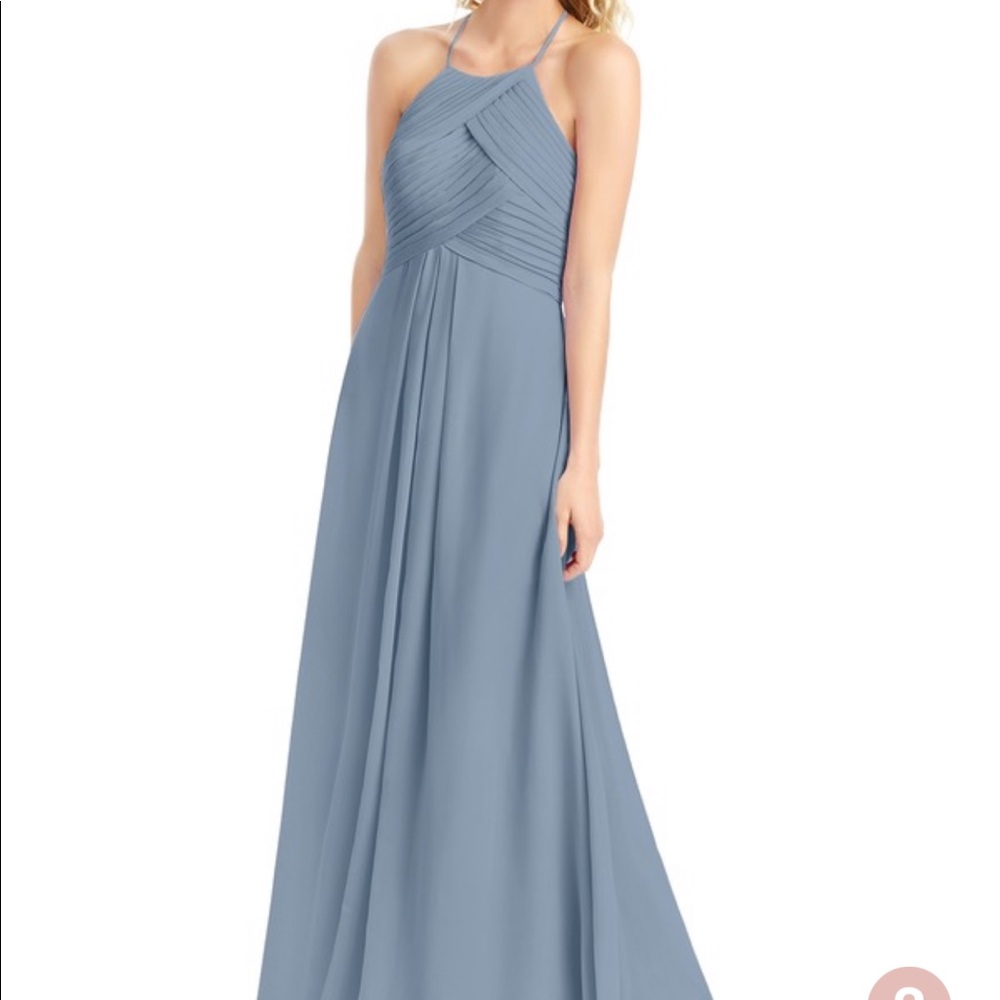 Dusty blue bridesmaids dress (azazie)